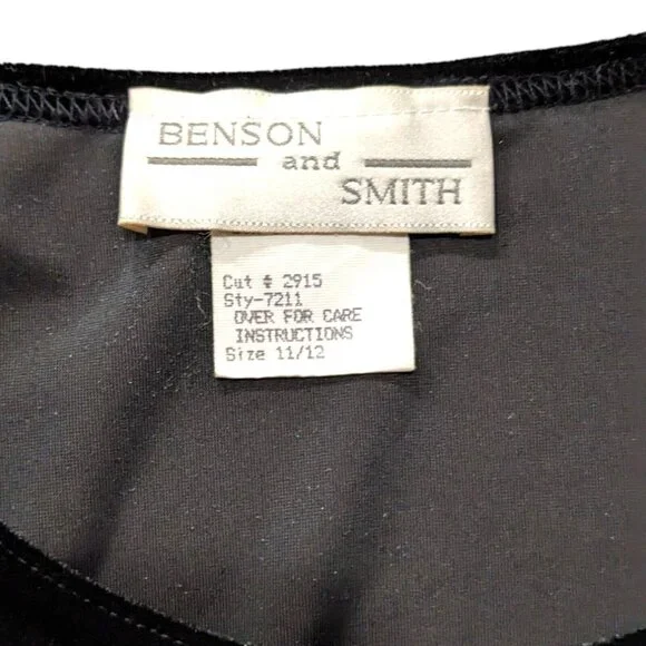 Vintage Benson Smith Dress Women's 11/12 Black Velvet Lace Up Goth Pleated - Picture 8 of 11